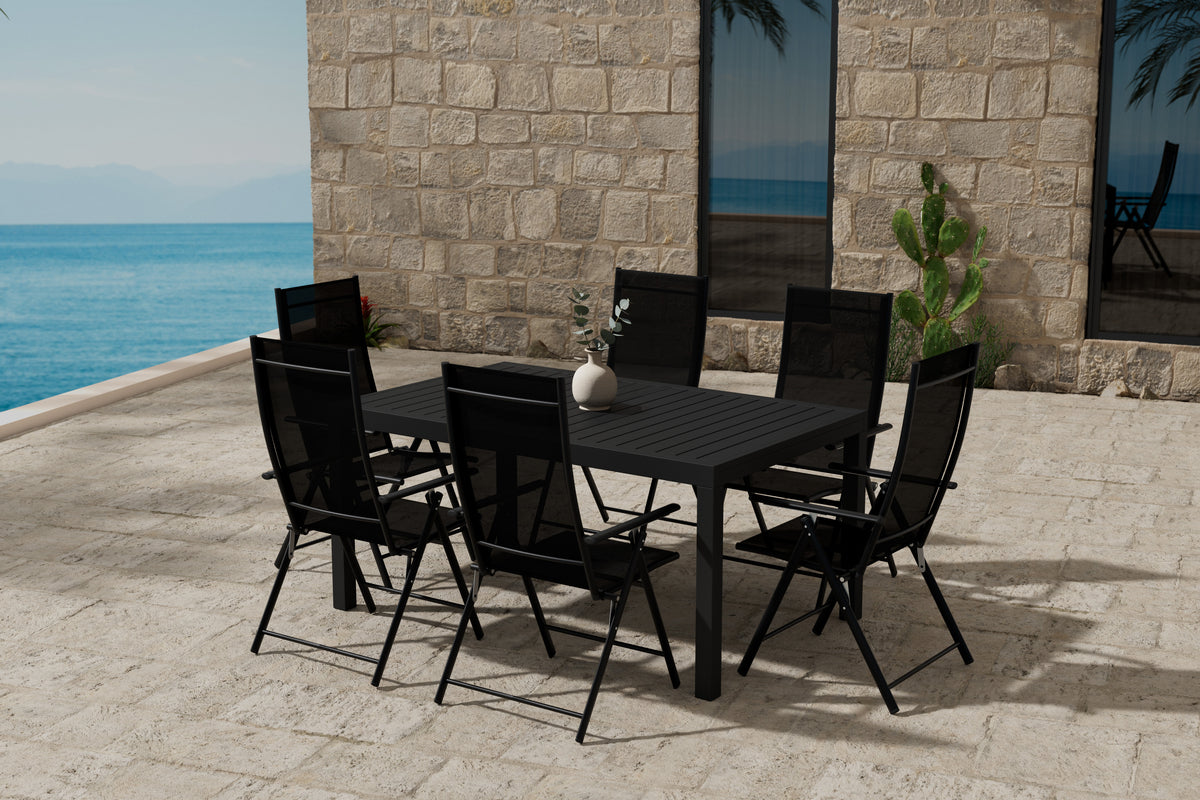 Venture Design Capo & Levanzo Rektangulära Matbord 160/240 x 100 Svart + Positionsstolar 2-pack Svart