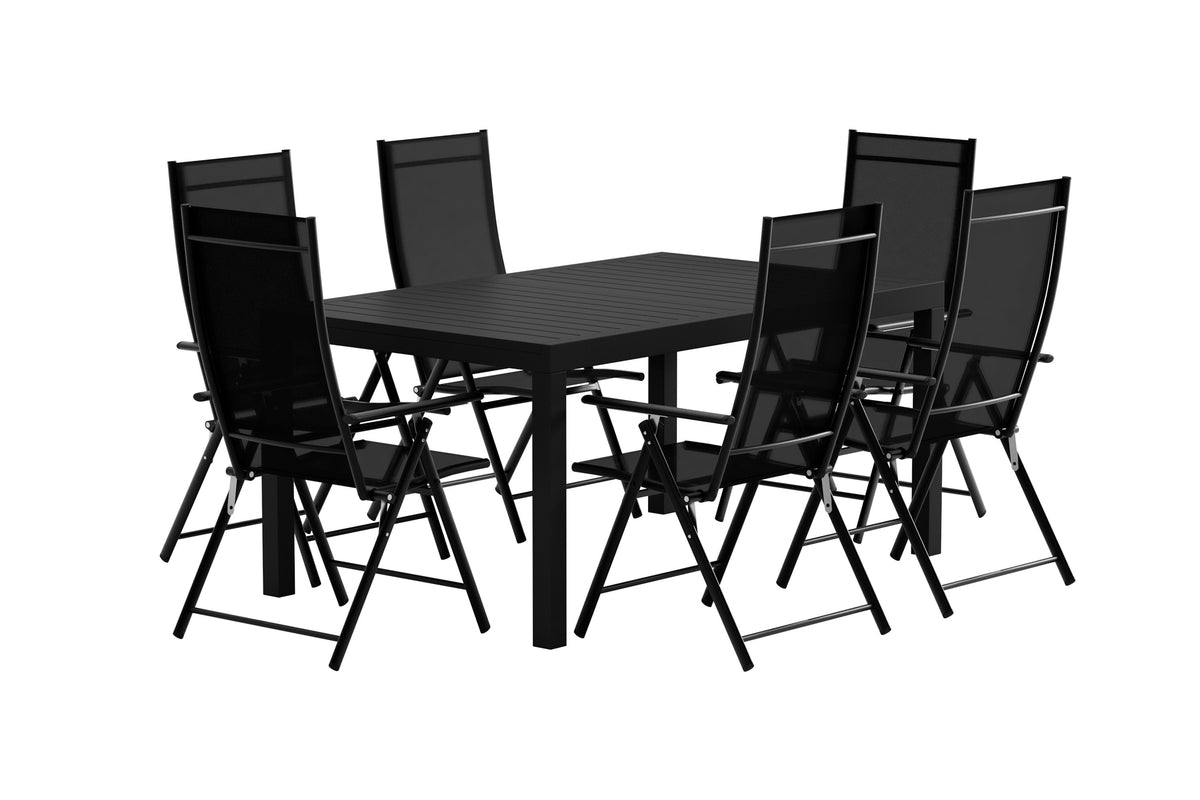 Venture Design Capo & Levanzo Rektangulära Matbord 160/240 x 100 Svart + Positionsstolar 2-pack Svart