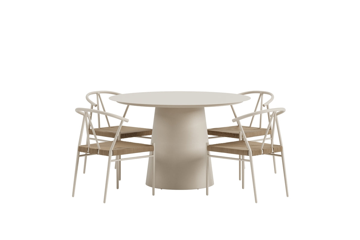 Venture Design Alfons & Lanzo Matstolar Beige + Runda Matbord Ø120 Beige