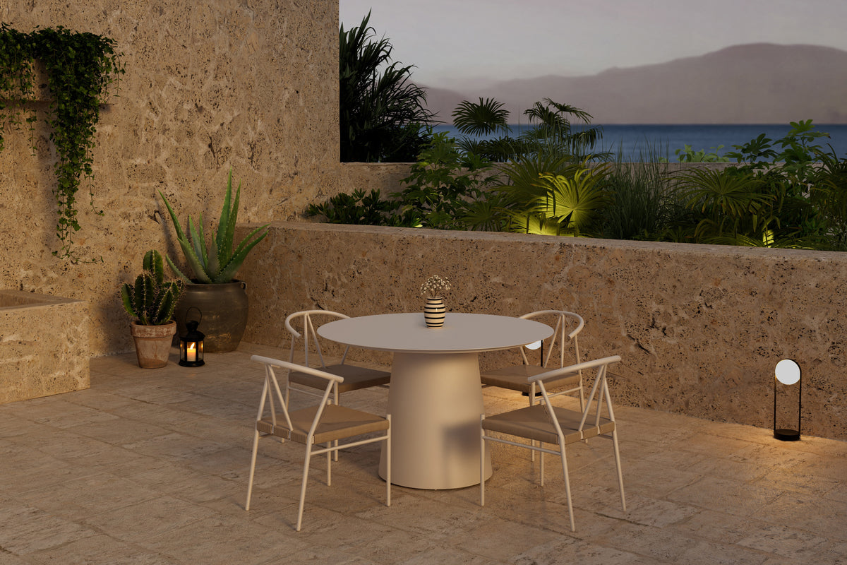 Venture Design Alfons & Lanzo Matstolar Beige + Runda Matbord Ø120 Beige