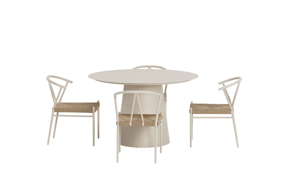 Venture Design Alfons & Lanzo Matstolar Beige + Runda Matbord Ø120 Beige