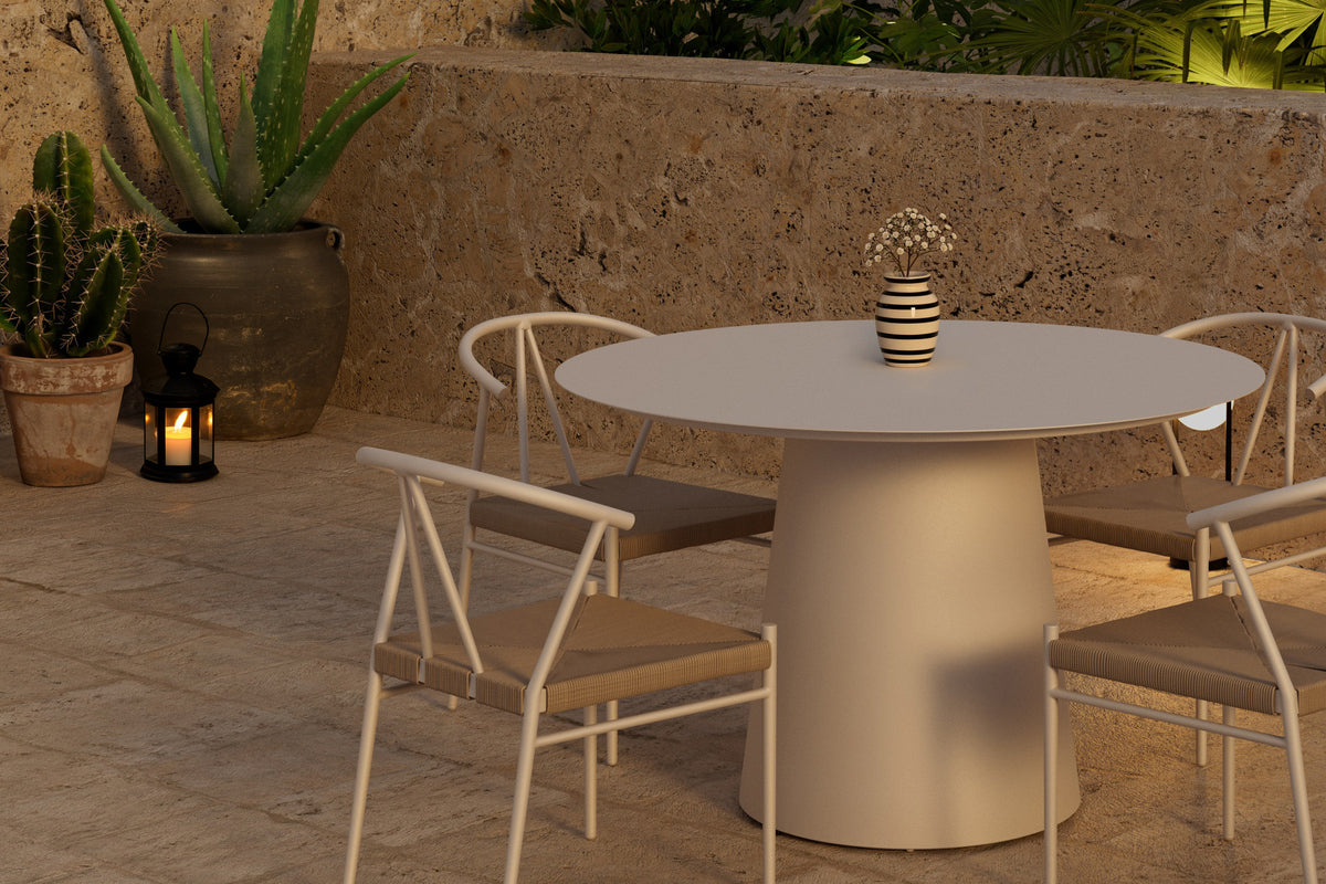 Venture Design Alfons & Lanzo Matstolar Beige + Runda Matbord Ø120 Beige