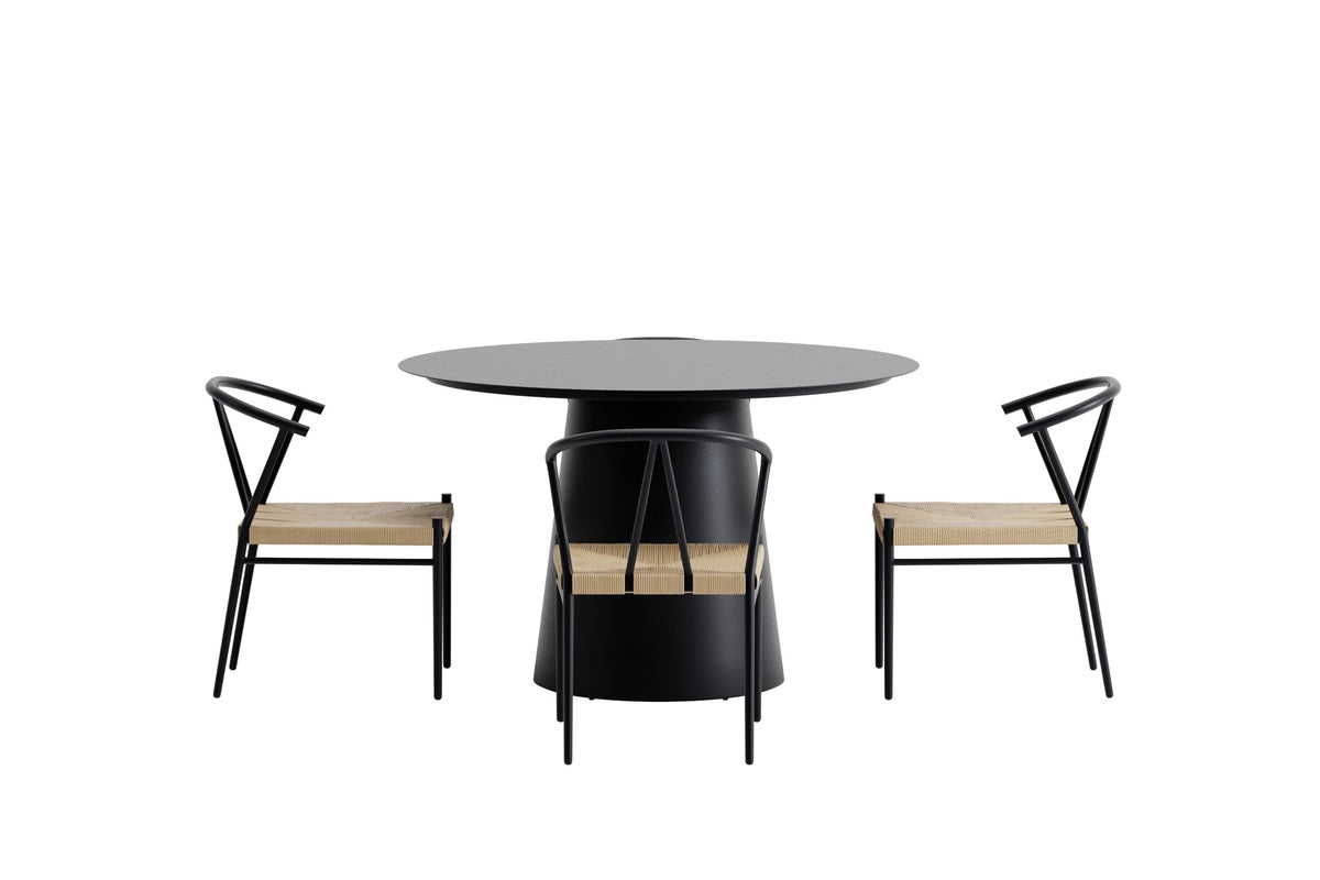 Venture Design Alfons & Lanzo Matstolar Svart + Runda Matbord Ø120 Svart