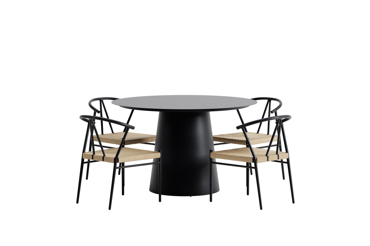 Venture Design Alfons & Lanzo Matstolar Svart + Runda Matbord Ø120 Svart