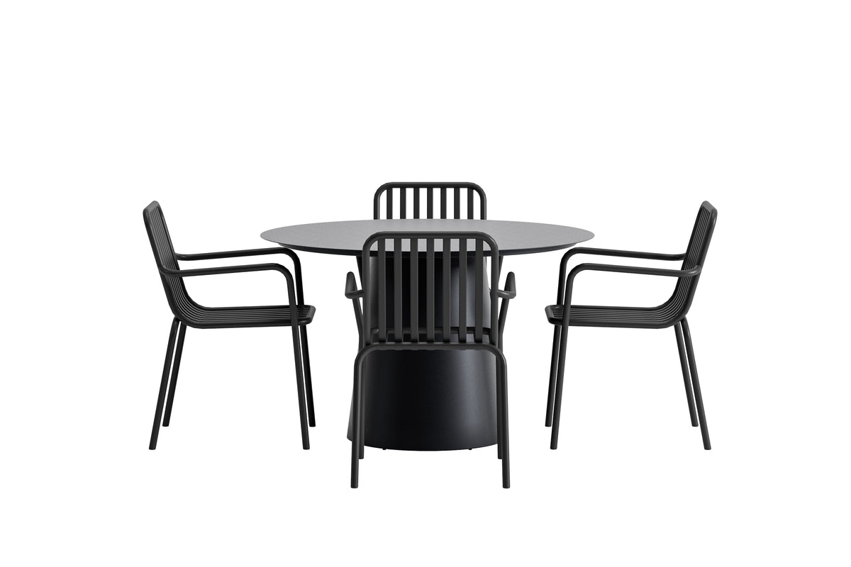 Venture Design Peking & Lanzo Matstolar 2-pack Svart + Runda Matbord Ø120 Svart