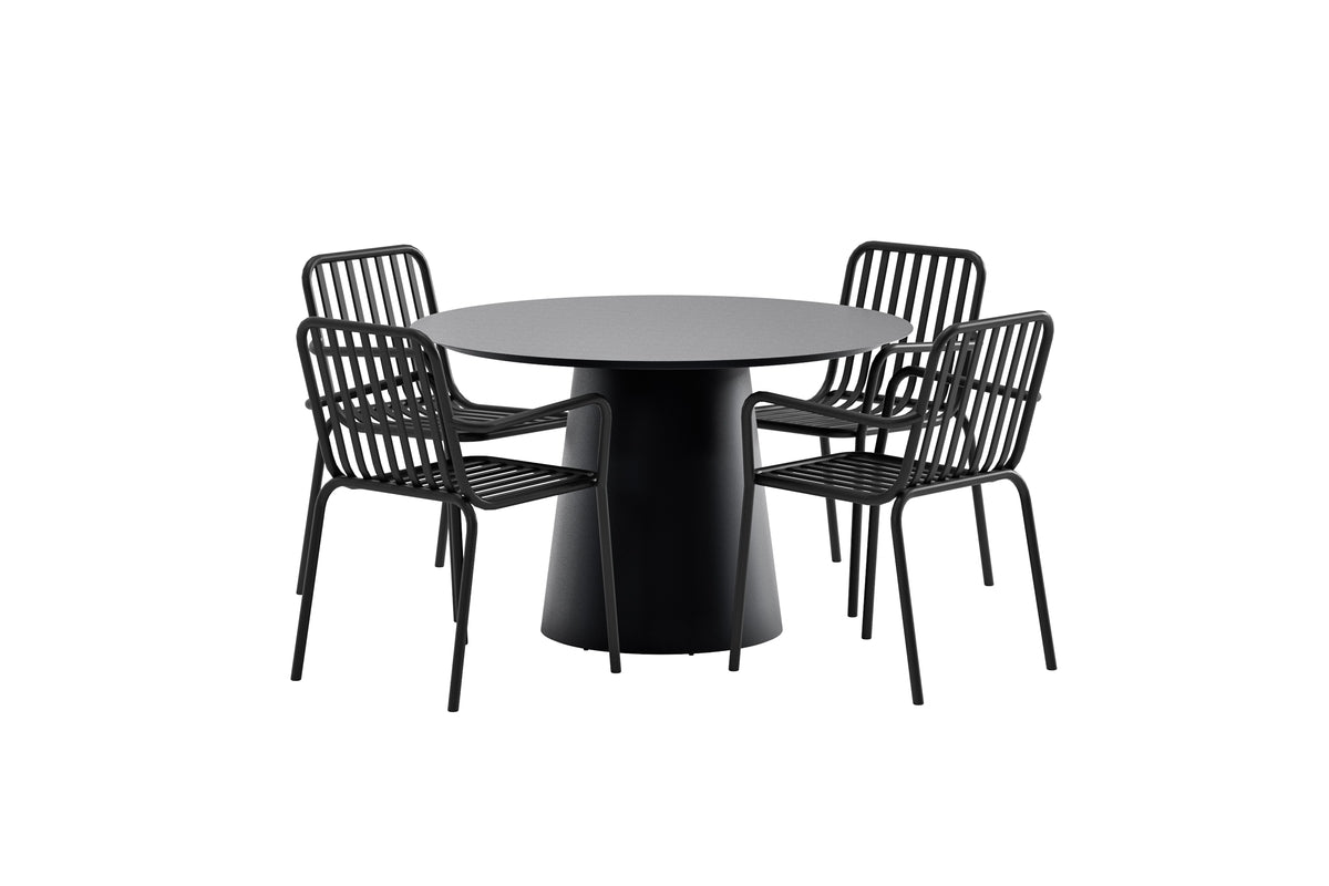 Venture Design Peking & Lanzo Matstolar 2-pack Svart + Runda Matbord Ø120 Svart