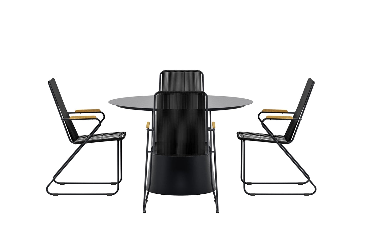 Venture Design Bois & Lanzo Matstolar 2-pack Svart + Runda Matbord Ø120 Svart