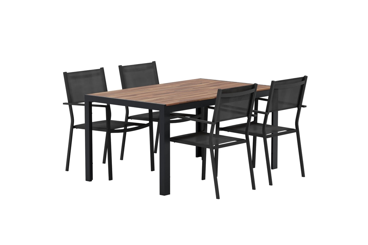 Venture Design Copacabana & Break Matstolar 2-pack Svart + Rektangulära Matbord 150 x 90 Svart