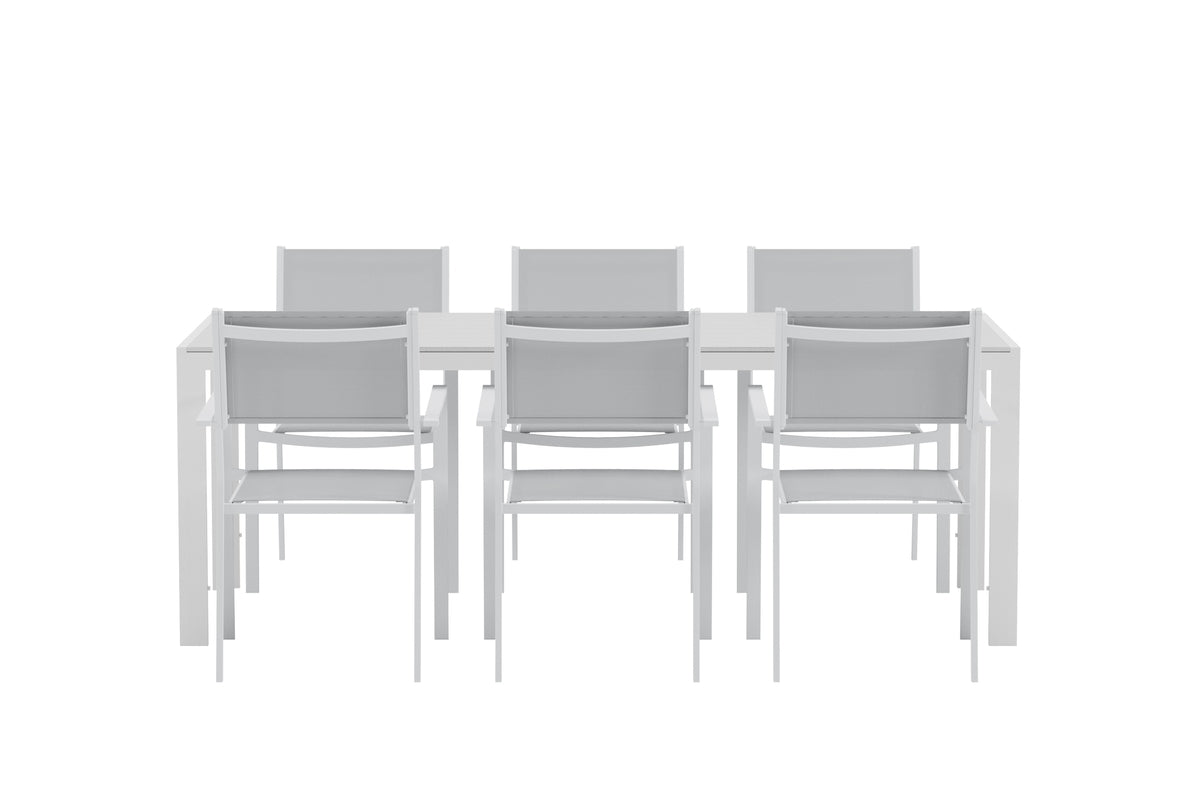 Venture Design Copacabana & Break Matstolar 2-pack Grå + Rektangulära Matbord 205 x 90 Vit