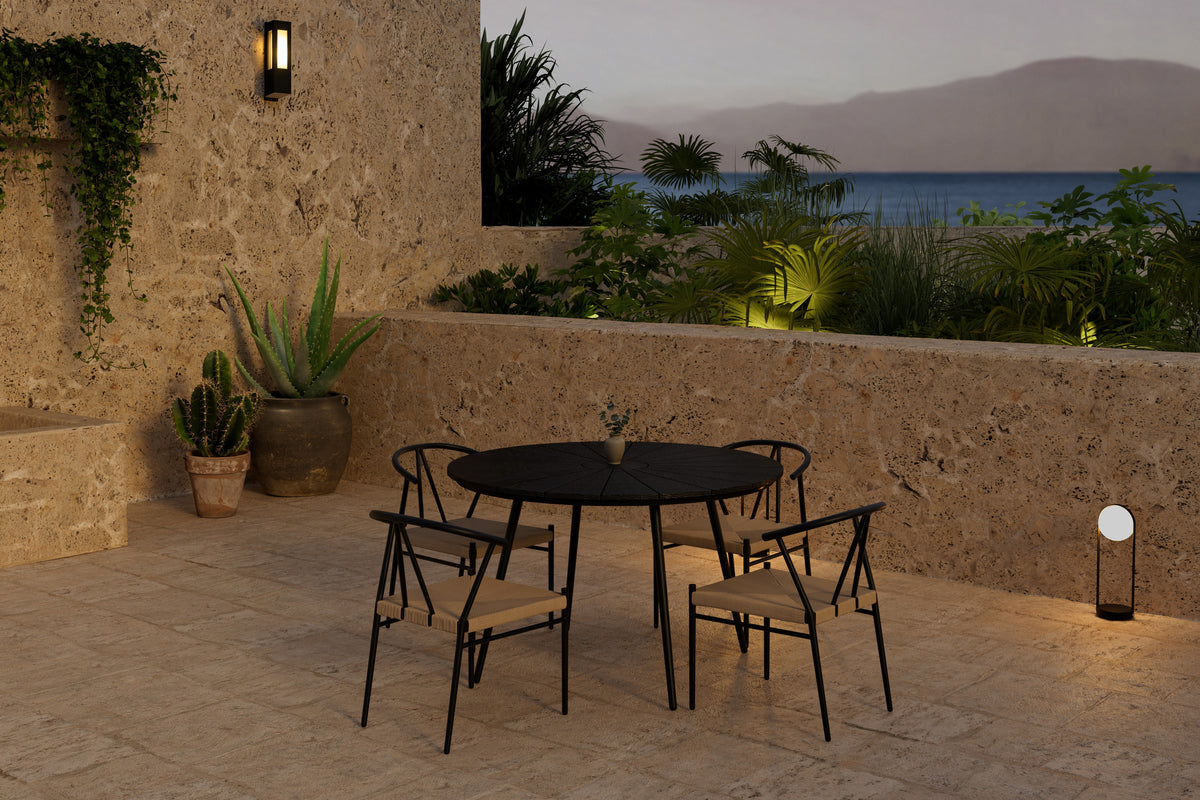 Venture Design San Vito & Alfons Runda Matbord ⌀120 Svart + Matstolar Svart