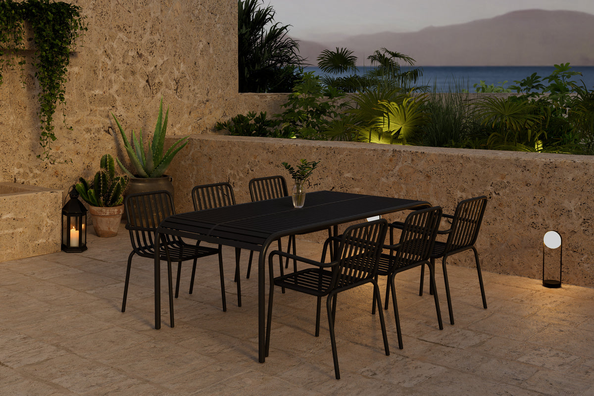 Venture Design Borneo & Peking Rektangulära Matbord 200 x 100 Svart + Matstolar 2-pack Svart