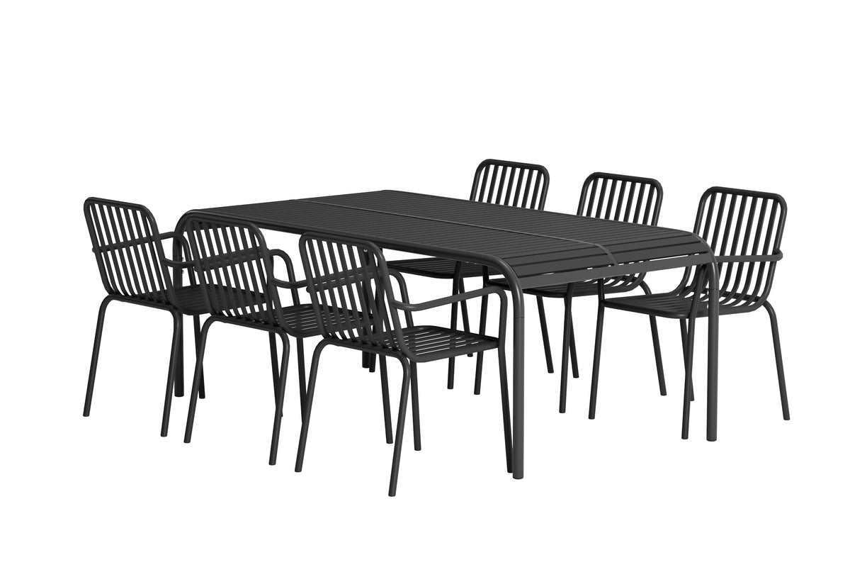 Venture Design Borneo & Peking Rektangulära Matbord 200 x 100 Svart + Matstolar 2-pack Svart