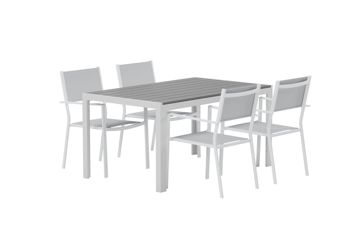 Venture Design Break & Copacabana Rektangulära Matbord 150 x 90 Grå + Matstolar 2-pack Grå