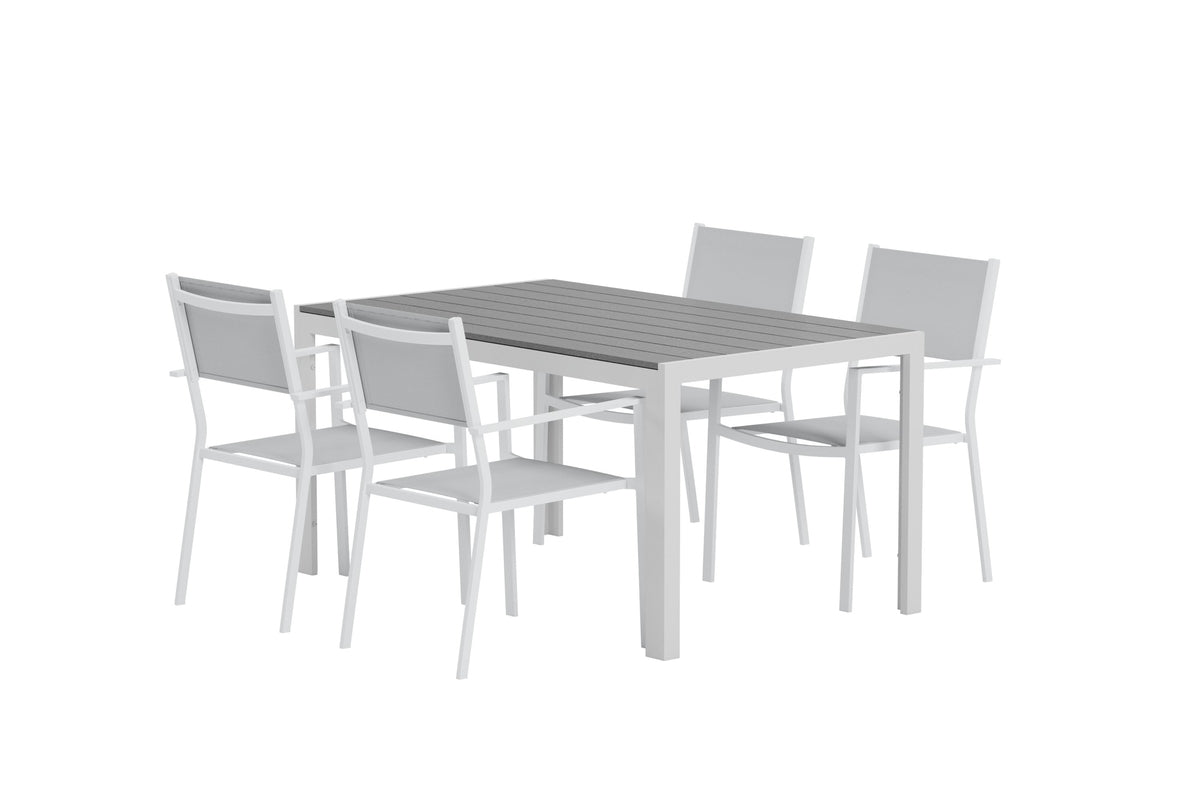 Venture Design Break & Copacabana Rektangulära Matbord 150 x 90 Grå + Matstolar 2-pack Grå