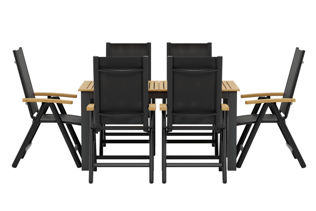 Venture Design Panama Positionsstolar 2-pack Svart + Rektangulära Matbord 152 x 90 Svart