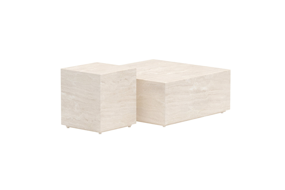 Venture Design Lissabon Sidobord 40 x 40 x 45 Beige + Sidobord 80 x 80 x 35 Beige