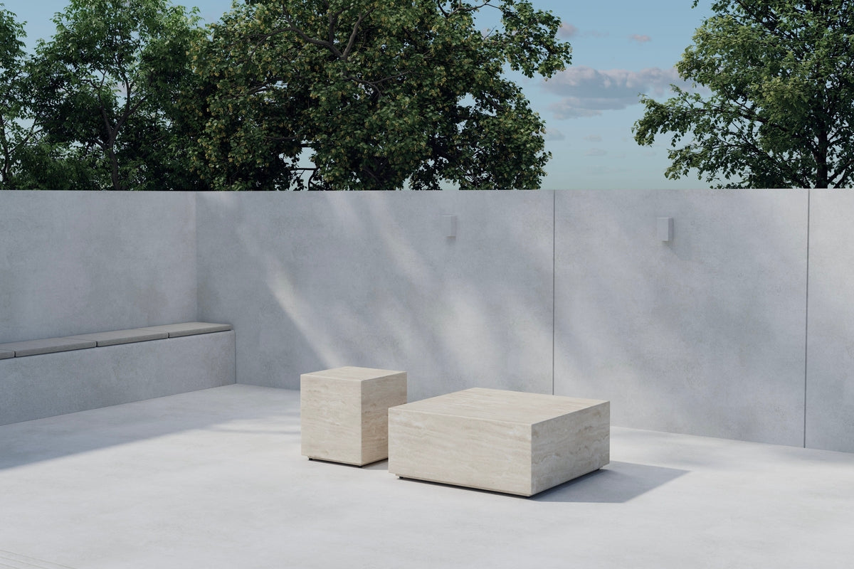 Venture Design Lissabon Sidobord 40 x 40 x 45 Beige + Sidobord 80 x 80 x 35 Beige