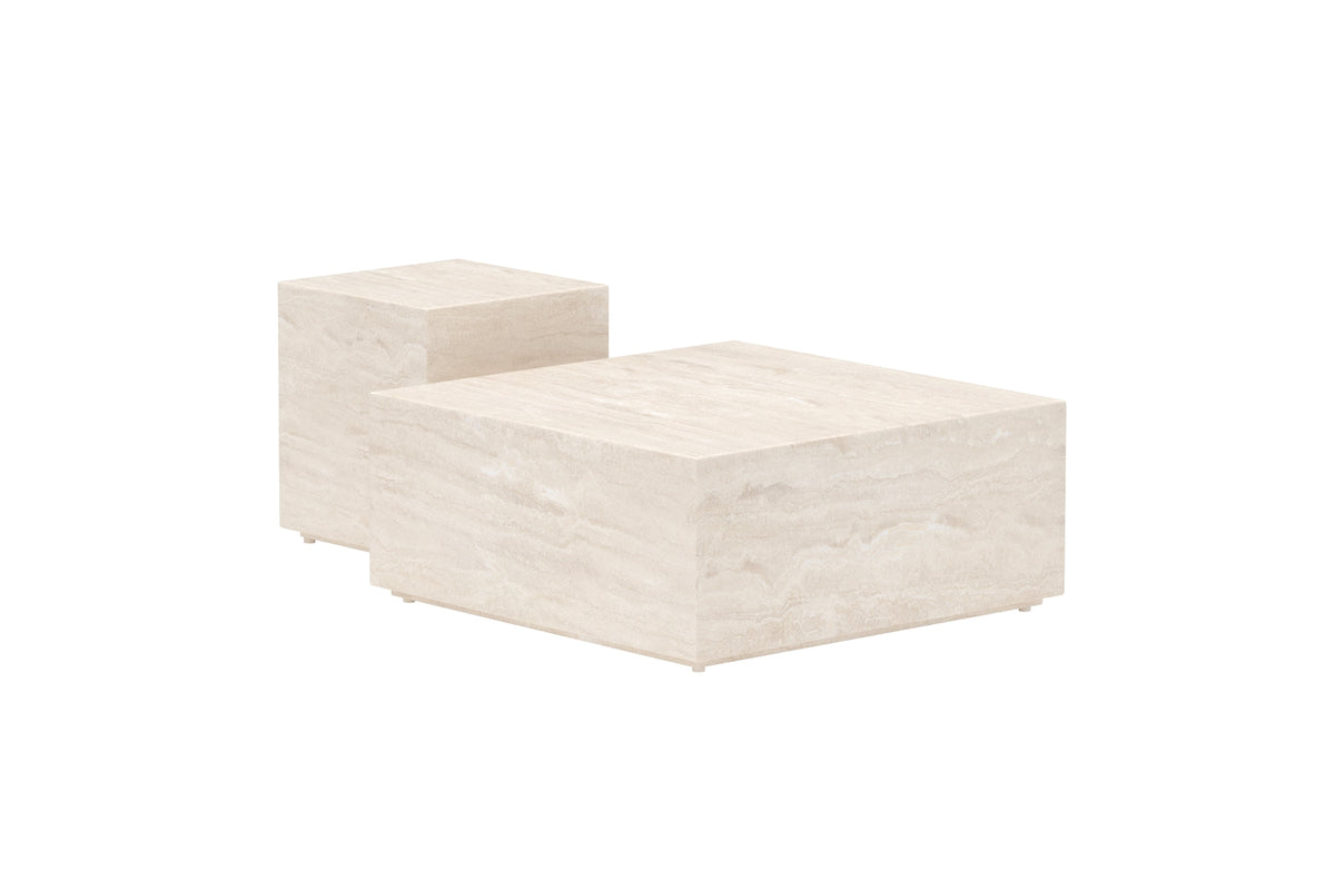 Venture Design Lissabon Sidobord 40 x 40 x 45 Beige + Sidobord 80 x 80 x 35 Beige
