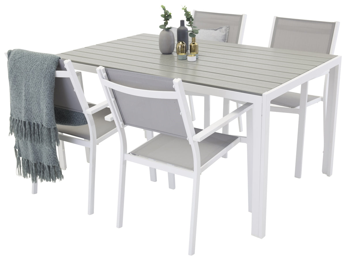 Venture Design Break Table 150*90 - White/Grey, Copacabana Stacking Chair - White/Grey_4