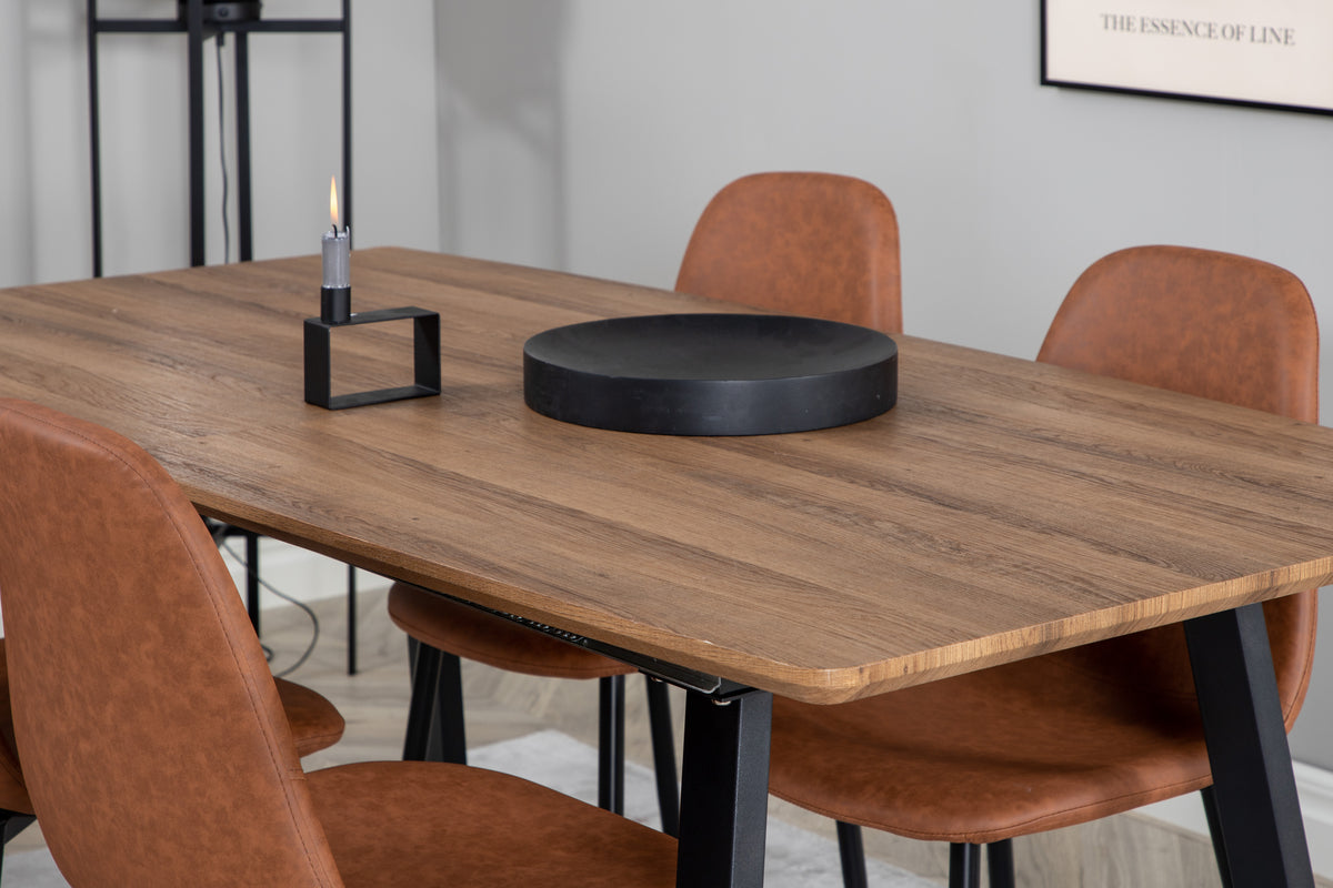 Venture Design Polar & Inca Matstolar 2-pack Brun + Rektangulära Matbord 160 x 85 Valnöt