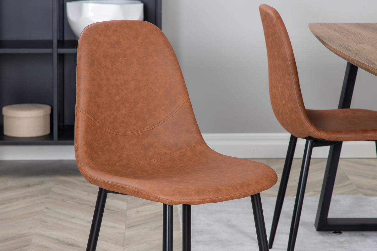 Venture Design Polar & Inca Matstolar 2-pack Brun + Rektangulära Matbord 160 x 85 Valnöt