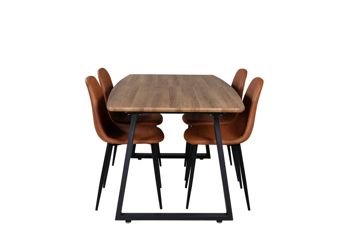 Venture Design Polar & Inca Matstolar 2-pack Brun + Rektangulära Matbord 160 x 85 Valnöt