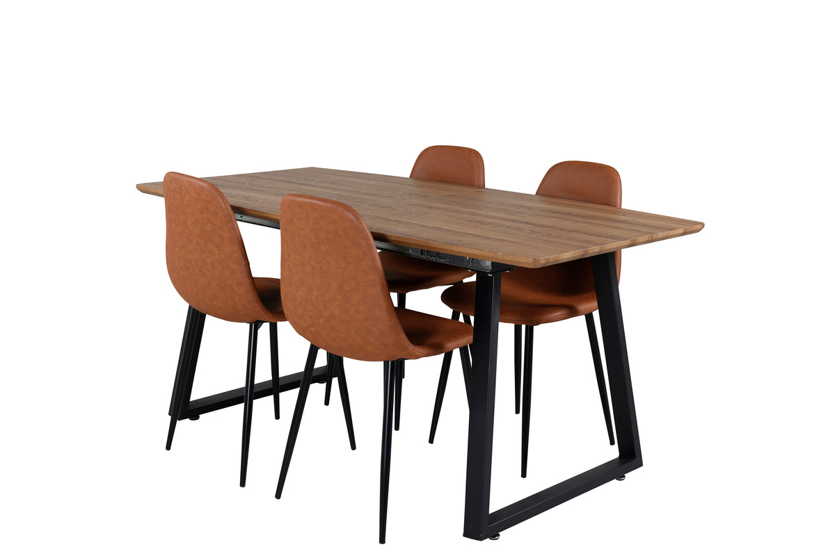 Venture Design Polar & Inca Matstolar 2-pack Brun + Rektangulära Matbord 160 x 85 Valnöt