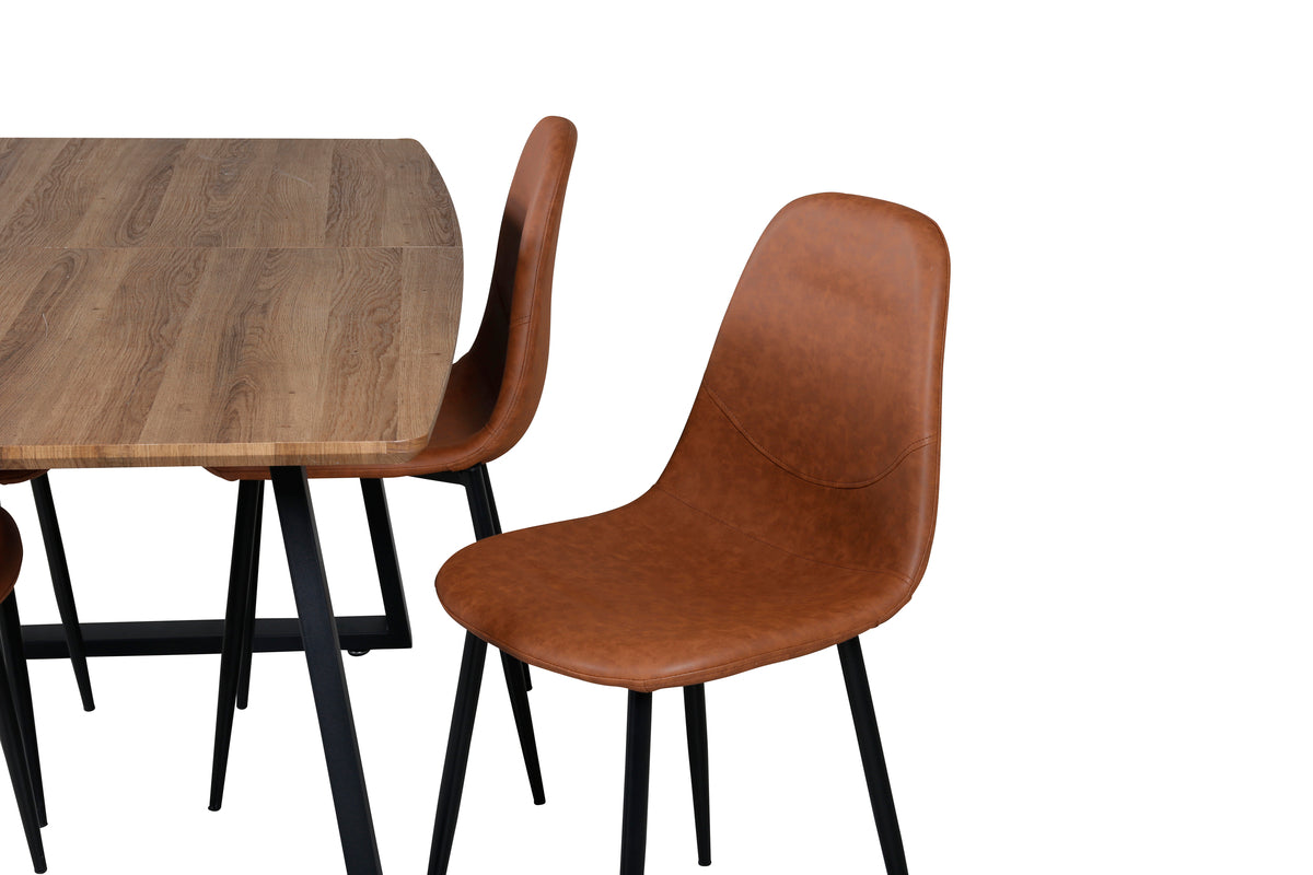 Venture Design Polar & Inca Matstolar 2-pack Brun + Rektangulära Matbord 160 x 85 Valnöt