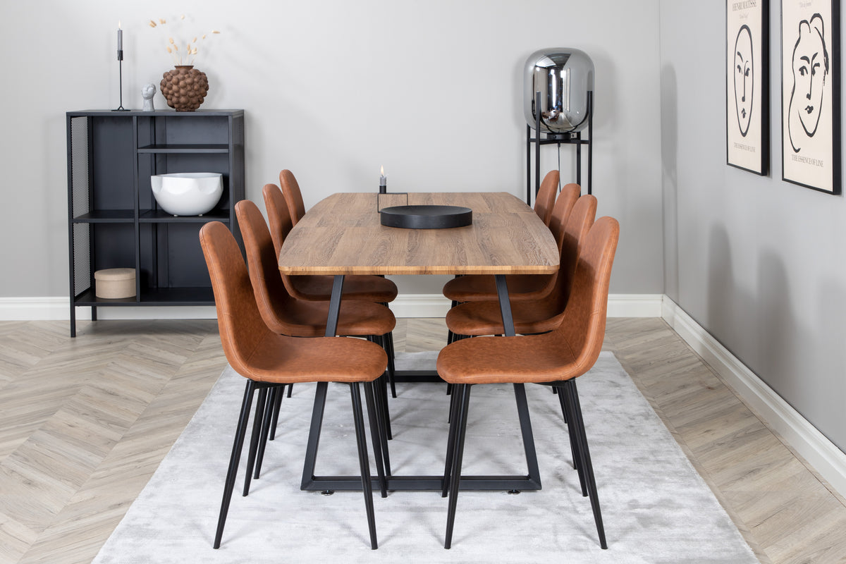 Venture Design Polar & Inca Matstolar 2-pack Brun + Rektangulära Matbord 160 x 85 Valnöt