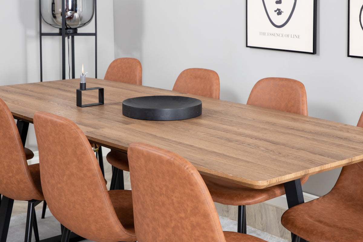 Venture Design Polar & Inca Matstolar 2-pack Brun + Rektangulära Matbord 160 x 85 Valnöt