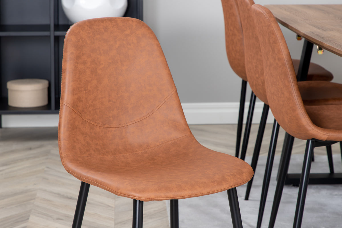Venture Design Polar & Inca Matstolar 2-pack Brun + Rektangulära Matbord 160 x 85 Valnöt