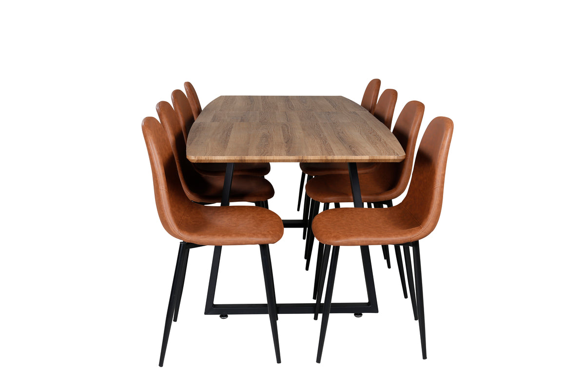 Venture Design Polar & Inca Matstolar 2-pack Brun + Rektangulära Matbord 160 x 85 Valnöt
