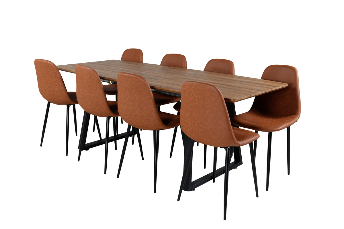 Venture Design Polar & Inca Matstolar 2-pack Brun + Rektangulära Matbord 160 x 85 Valnöt