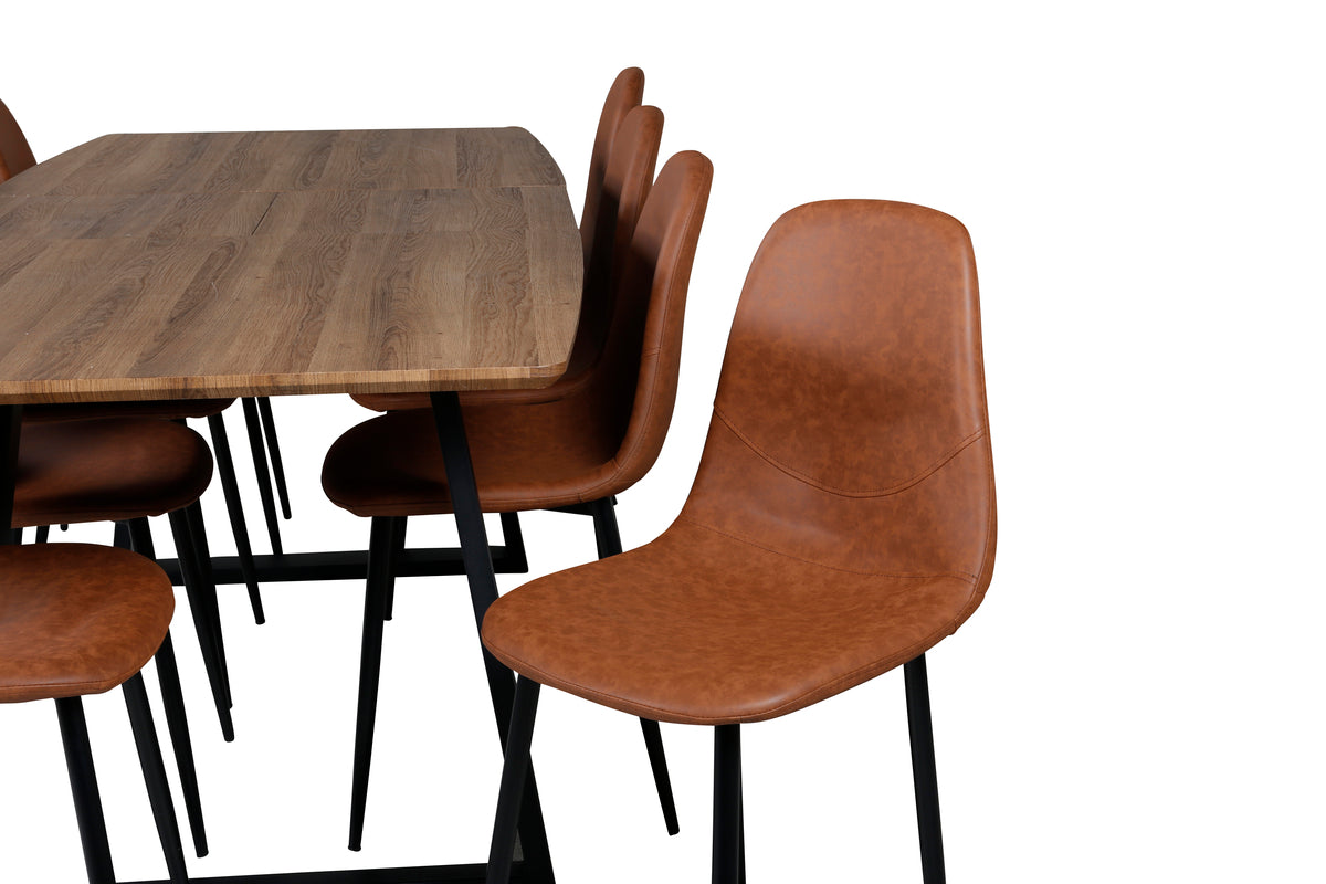 Venture Design Polar & Inca Matstolar 2-pack Brun + Rektangulära Matbord 160 x 85 Valnöt