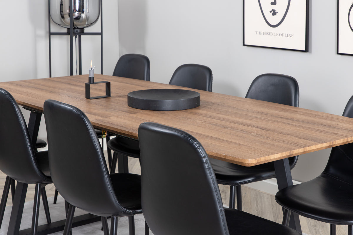 Venture Design Polar & Inca Matstolar 2-pack Svart + Rektangulära Matbord 160 x 85 Valnöt