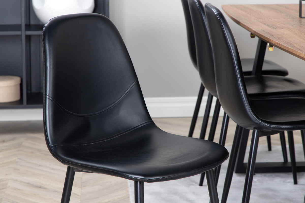 Venture Design Polar & Inca Matstolar 2-pack Svart + Rektangulära Matbord 160 x 85 Valnöt