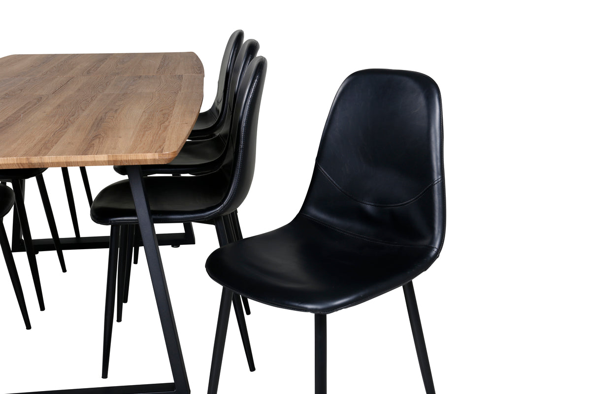 Venture Design Polar & Inca Matstolar 2-pack Svart + Rektangulära Matbord 160 x 85 Valnöt