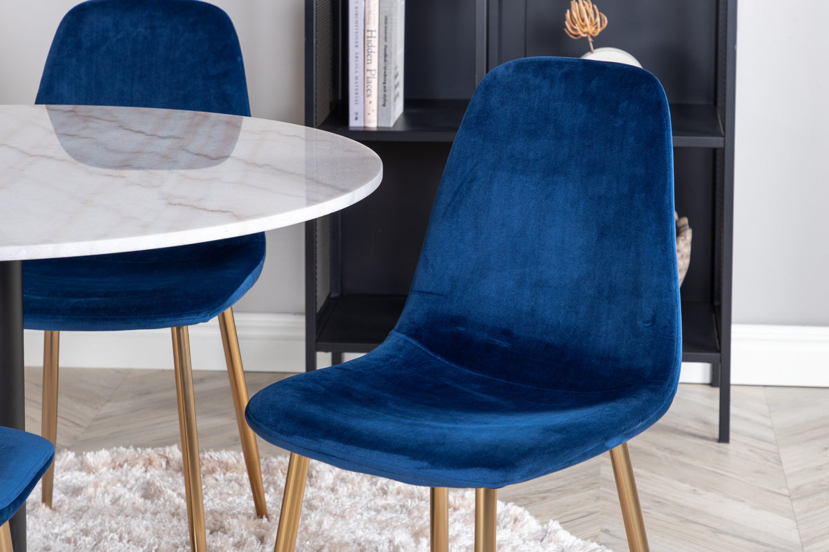 Venture Design Estelle & Polar Runda Matbord ⌀106 Vit + Matstolar 2-pack Blå