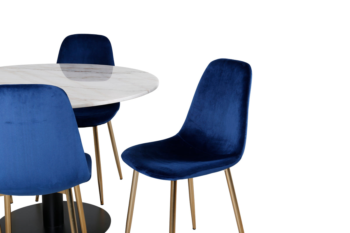Venture Design Estelle & Polar Runda Matbord ⌀106 Vit + Matstolar 2-pack Blå