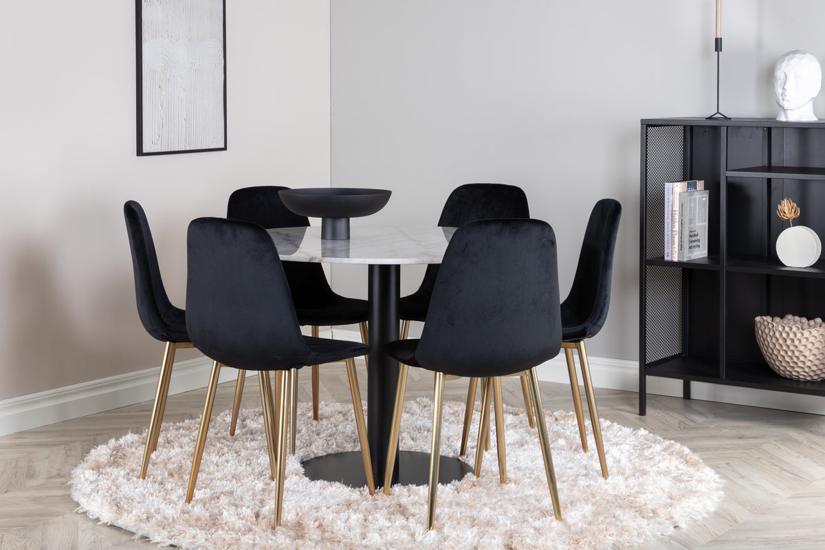 Venture Design Estelle & Polar Matbord ⌀106 + Matstolar Svart