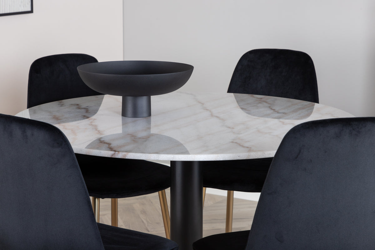 Venture Design Estelle & Polar Matbord ⌀106 + Matstolar Svart