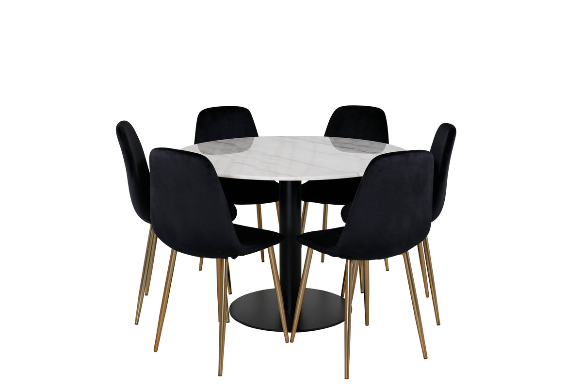 Venture Design Estelle & Polar Matbord ⌀106 + Matstolar Svart