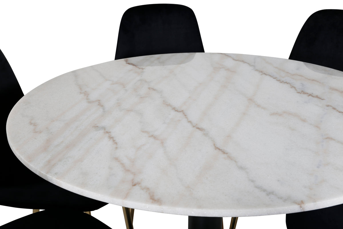 Venture Design Estelle & Polar Matbord ⌀106 + Matstolar Svart