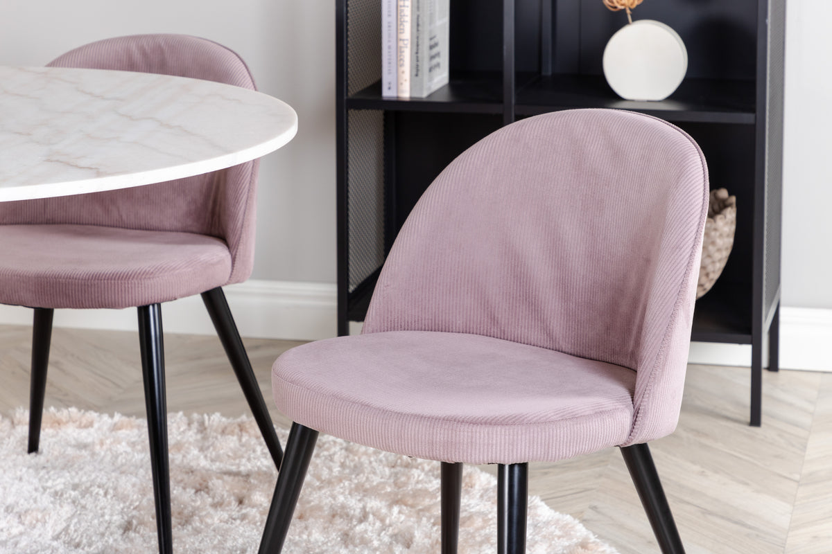 Venture Design Estelle & Velvet Runda Matbord ⌀106 Vit + Matstolar 2-pack Gammelrosa