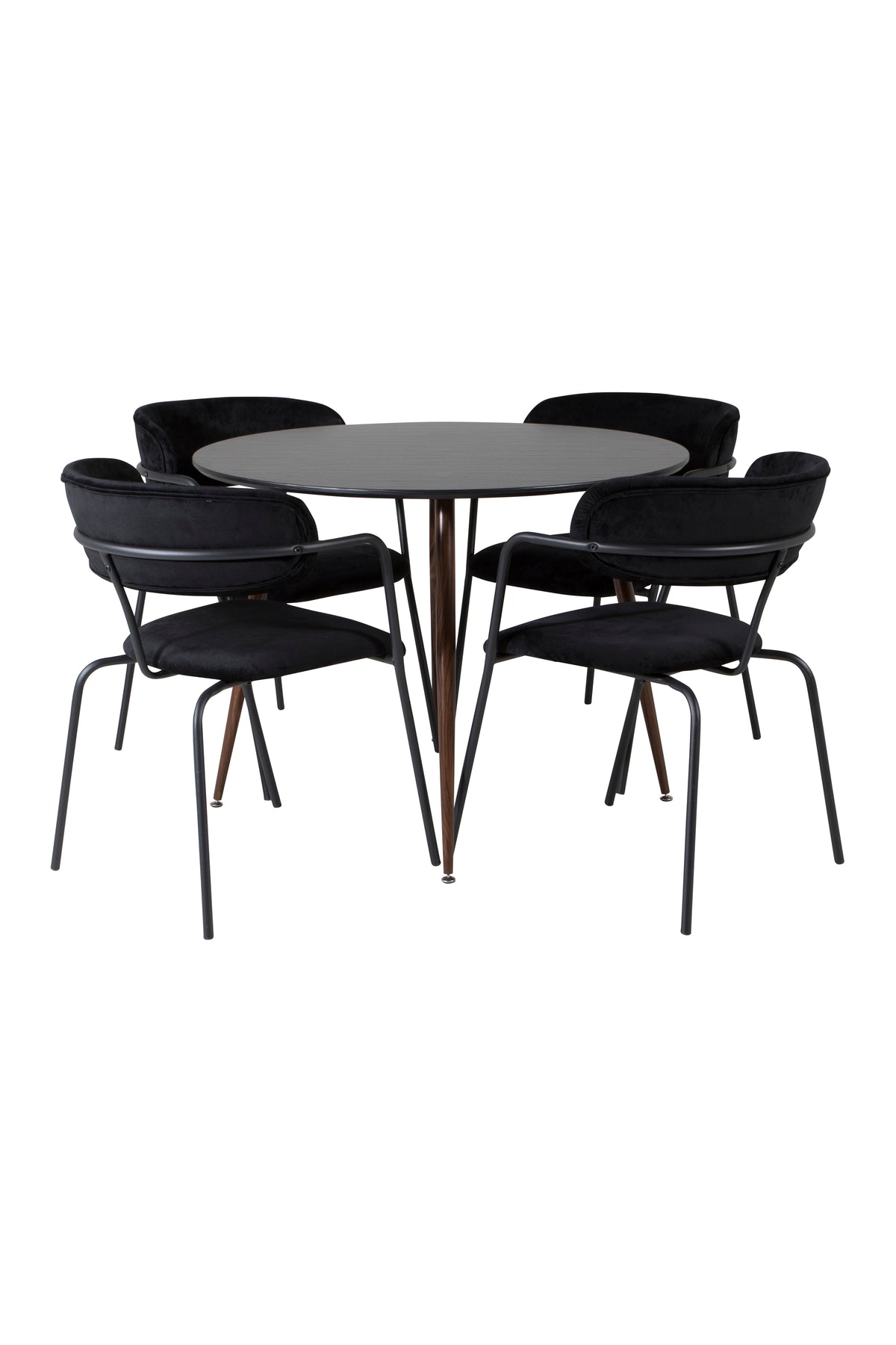 Venture Design Arrow & Plaza Matstolar 2-pack Svart + Runda Matbord ⌀100 Svart