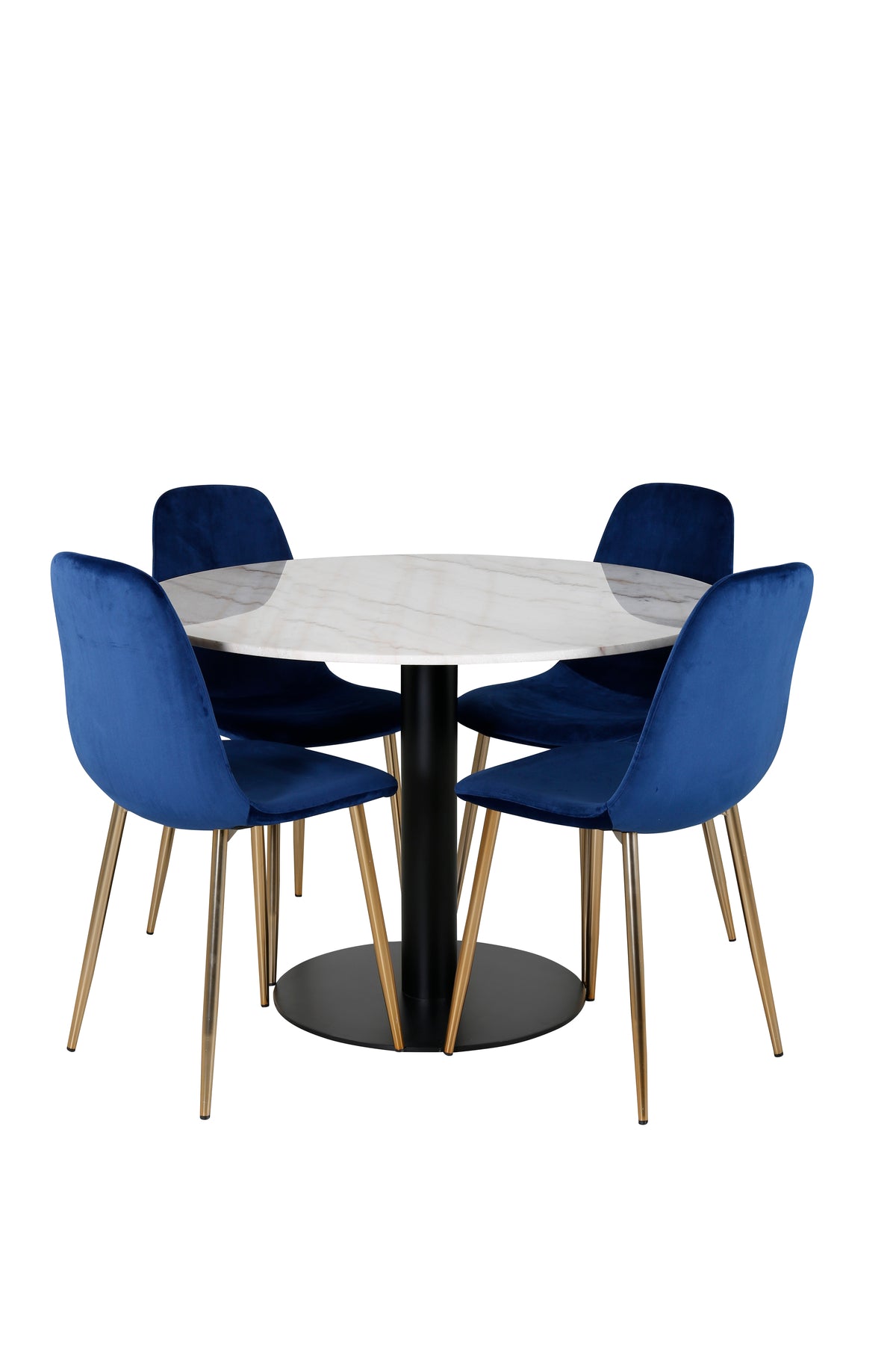 Venture Design Estelle & Polar Runda Matbord ⌀106 Vit + Matstolar 2-pack Blå